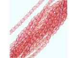 Introducing the Czech Fire-Polish Bead 3mm Dark Pink Opal by Starman - the perfect addition to your jewelry collection. These enchanting beads are made from translucent pink glass, delicately cut into a faceted round shape. Add a touch of elegance to your designs with these dainty beads, whether you use them as spacers, in a delicate multi-strand design, or complementing Venetian glass or silver Bali beads. Embrace the beauty of handmade jewelry with these unique beads that are sure to make your creations stand out. Each strand includes approximately 50 beads, with variations in appearance that add to their charm. Elevate your craft with these stunning Czech Fire-Polish Beads and unleash your creativity today.