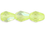 Fire-Polish 7 x 5mm - Teardrop : Jonquil AB (25pcs)