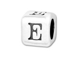 This quality sterling silver alphabet bead features the letter E printed on four sides. Made in the USA, this 4.5mm alphabet bead has a 3mm hole and is wonderful for beaded baby name bracelets, jewelry made with silver charms, and graduation jewelry and other items commemorating special events. This alphabet bead is among the finest quality you will find anywhere. The brilliant silver shine will complement any color palette.