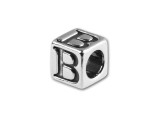 Quality sterling silver alphabet bead with the letter B on four sides. Made in the USA, this 4.5mm alphabet bead (B) with a 3mm hole is perfect for beaded baby name bracelets, silver charm jewelry, and graduation jewelry. This silver cube bead is a great geometrical shape. Create stunning personalized jewelry. Keep your creations for yourself, or give it away as a unique gift.