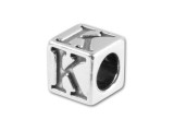 Spell out your name and favorite phrases with this sterling silver 5.6mm alphabet bead featuring the letter K. This alphabet bead allows you to completely personalize all of your jewelry designs and the bright sterling silver ensures they will look and feel high-quality. The letter appears on four sides of the bead, so it's sure to be visible at all times. Whether you're spelling kittens, Kelsey or Kentucky, this is the bead you need.