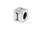 This quality sterling silver alphabet bead features the letter I engraved into four sides. Made in the USA, this 4.5mm alphabet bead features a wonderful cube shape that will stand out in your designs. You can use the wide stringing hole with thicker stringing materials, too. 