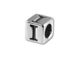 This quality sterling silver alphabet bead features the letter I engraved into four sides. Made in the USA, this 4.5mm alphabet bead features a wonderful cube shape that will stand out in your designs. You can use the wide stringing hole with thicker stringing materials, too. 