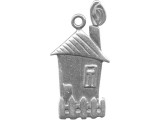 JBB Findings Antiqued Silver Plated Charm Fairy House with Picket Fence (Each)