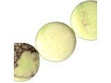 Lemon Chrysoprase Gemstone Beads, Puffed Coin, 25mm (strand)
