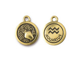 TierraCast Antiqued Gold Plated Aquarius Zodiac Charm (Each)