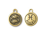 TierraCast Antiqued Gold Plated Pisces Zodiac Charm (Each)