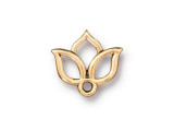 TierraCast Small Open Lotus Charm - Antiqued Gold Plated (each)