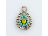 Embellished El Sol Filigree Teardrop Charm - Antiqued Gold Plated (Each)