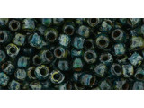 TOHO Glass Seed Bead, Size 6, HYBRID Transparent Capri Blue - Picasso (Tube)