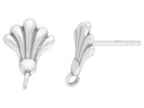 Sterling Silver Earring Post Findings, Scalloped with Loop (pair)