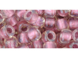 TOHO Glass Seed Bead, Size 3, Inside-Color Crystal/Rose Gold-Lined (Tube)