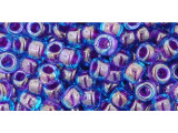 TOHO Glass Seed Bead, Size 6, Inside-Color Aqua/Purple-Lined (Tube)