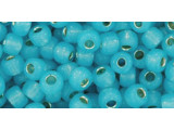 TOHO Glass Seed Bead, Size 6, Silver-Lined Milky Aqua (Tube)