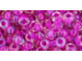 TOHO Glass Seed Bead, Size 6, Inside-Color Crystal/Opaque Fuchsia-Lined (Tube)