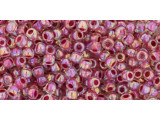 TOHO Glass Seed Bead, Size 6, Inside-Color Rainbow Crystal/Strawberry-Lined (Tube)