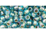 TOHO Glass Seed Bead, Size 6, Gold-Lined Rainbow Aqua (Tube)