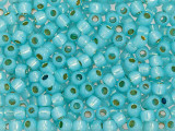 TOHO Glass Seed Bead, Size 6, PermaFinish - Translucent Silver-Lined Aqua (Tube)