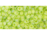 TOHO Glass Seed Bead, Size 8, 3mm, Transparent-Rainbow Frosted Lime Green (Tube)