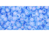 TOHO Glass Seed Bead, Size 8, 3mm, Transparent-Rainbow Frosted Lt Sapphire (Tube)