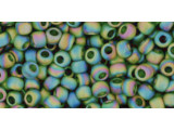 TOHO Glass Seed Bead, Size 8, 3mm, Transparent-Rainbow Frosted Olivine (Tube)