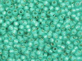 TOHO Glass Seed Bead, Size 8, 3mm, Silver-Lined Milky Teal (Tube)