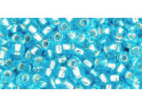 TOHO Glass Seed Bead, Size 8, 3mm, Silver-Lined Aquamarine (Tube)