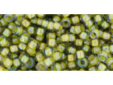 TOHO Glass Seed Bead, Size 8, 3mm, Inside-Color Luster Black Diamond/Opaque Yellow-Lined (Tube)