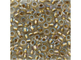 TOHO Glass Seed Bead, Size 8, 3mm, Inside-Color Crystal/Gold-Lined (Tube)