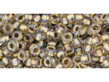 TOHO Glass Seed Bead, Size 8, 3mm, Inside-Color Crystal/Gold-Lined (Tube)