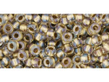 TOHO Glass Seed Bead, Size 8, 3mm, Inside-Color Crystal/Gold-Lined (Tube)