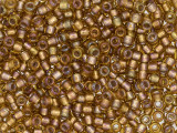 TOHO Glass Seed Bead, Size 8, 3mm, Gold-Lined Topaz (Tube)