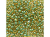 TOHO Glass Seed Bead, Size 8, 3mm, Inside-Color Topaz/Mint Julep-Lined (Tube)