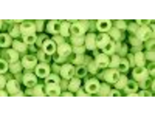 TOHO Glass Seed Bead, Size 8, 3mm, Opaque-Frosted Sour Apple (Tube)