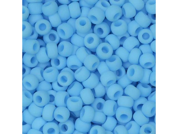 TOHO Glass Seed Bead, Size 8, 3mm, Opaque-Frosted Blue Turquoise (Tube)