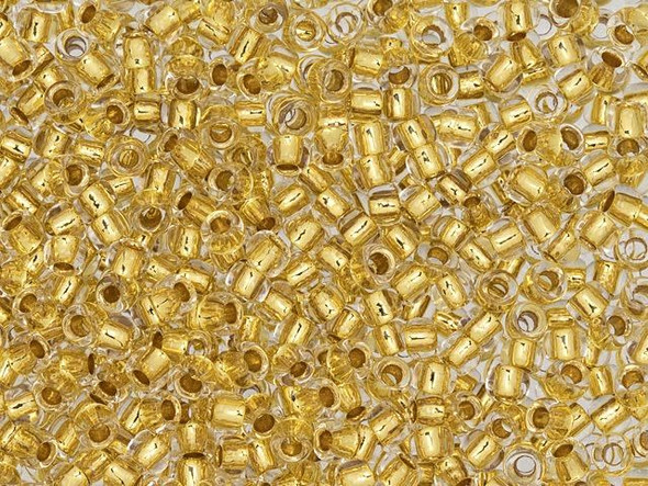 TOHO Glass Seed Bead, Size 8, 3mm, 24K Gold-Lined Crystal (Tube)