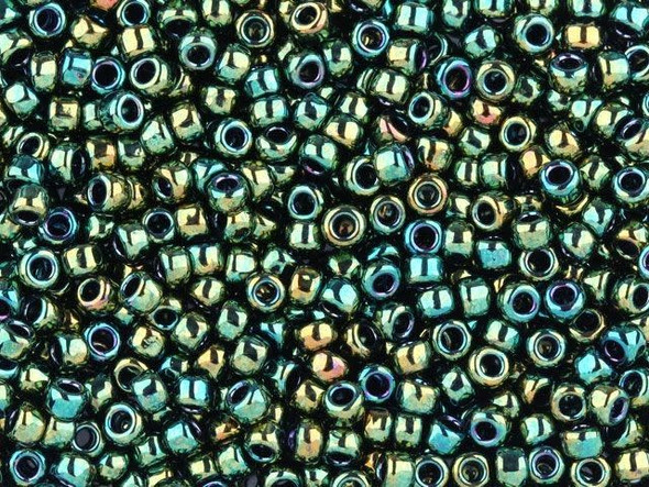 TOHO Glass Seed Bead, Size 8, 3mm, Higher-Metallic Iris - Green (Tube)