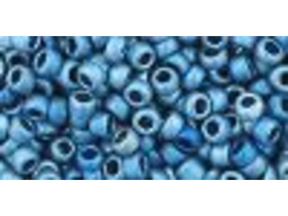 TOHO Glass Seed Bead, Size 8, 3mm, Higher-Metallic Frosted Mediterranean Blue (Tube)