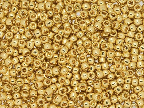 TOHO Glass Seed Bead, Size 8, 3mm, Metallic 24K Gold Plated (Tube)