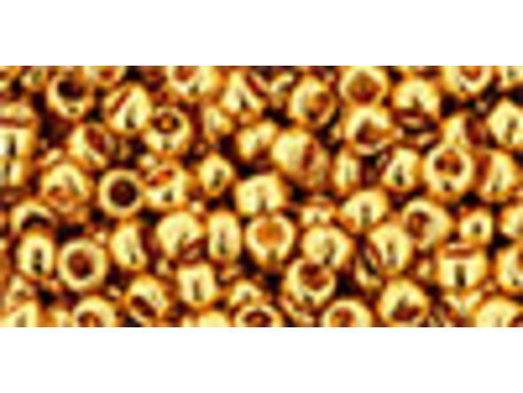 TOHO Glass Seed Bead, Size 8, 3mm, Metallic 24K Gold Plated (Tube)