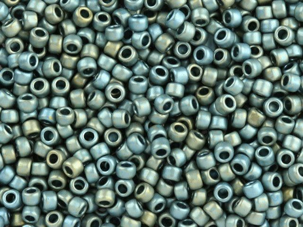 TOHO Glass Seed Bead, Size 8, 3mm, Higher-Metallic Frosted Blue Haze (Tube)