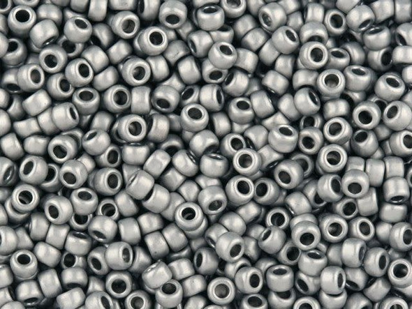 TOHO Glass Seed Bead, Size 8, 3mm, Metallic Frosted Antique Silver (Tube)