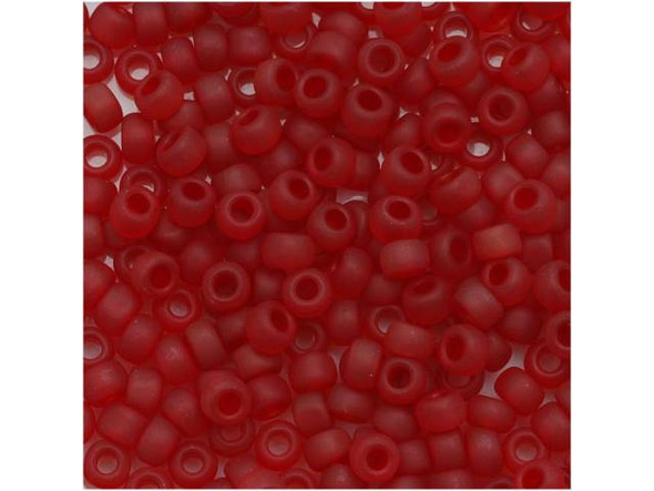 TOHO Glass Seed Bead, Size 8, 3mm, Transparent-Frosted Ruby (Tube)