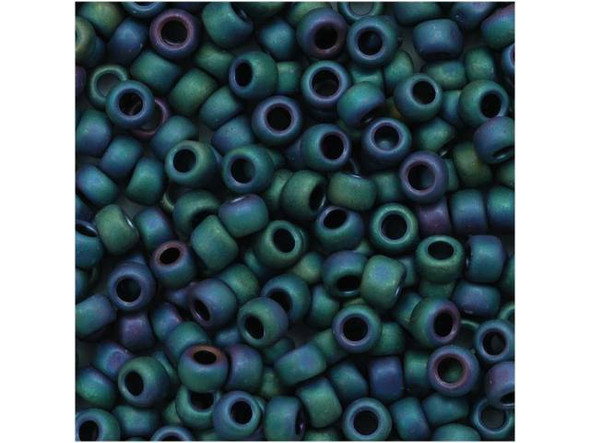 TOHO Glass Seed Bead, Size 8, 3mm, Matte-Color Iris - Teal (Tube)