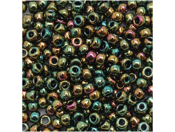 TOHO Glass Seed Bead, Size 8, 3mm, Higher-Metallic Iris - Olivine (Tube)