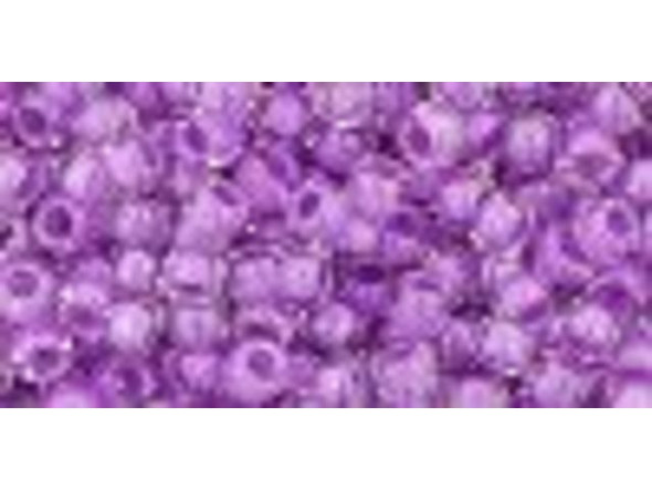 TOHO Glass Seed Bead, Size 8, 3mm, Inside-Color Crystal/Wisteria-Lined (Tube)