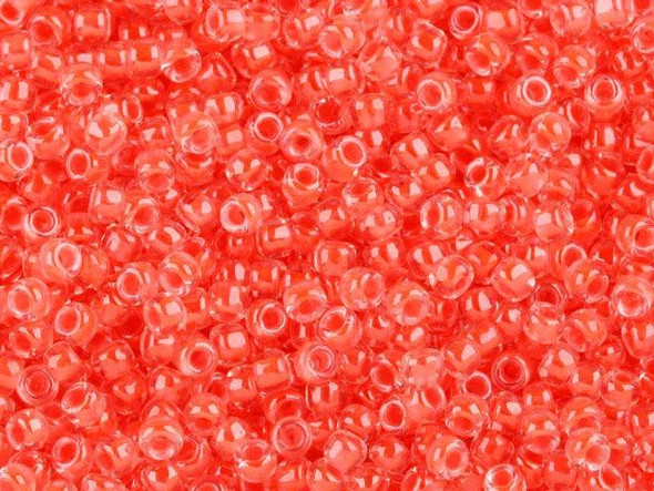 TOHO Glass Seed Bead, Size 8, 3mm, Luminous Neon Salmon (Tube)