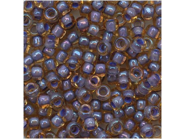 TOHO Glass Seed Bead, Size 8, 3mm, Inside-Color Lt Topaz/Opaque Lavender-Lined (Tube)