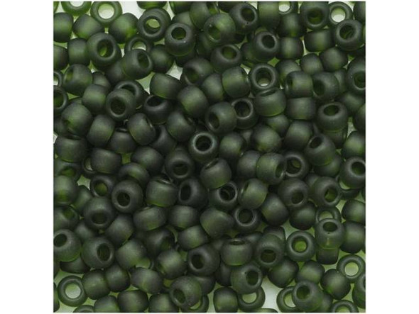 TOHO Glass Seed Bead, Size 8, 3mm, Transparent-Frosted Olivine (Tube)