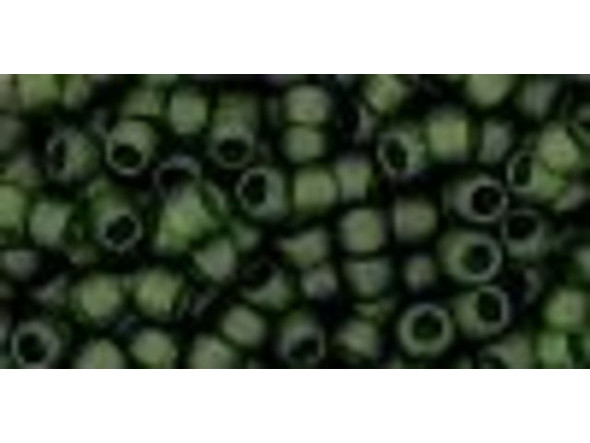 TOHO Glass Seed Bead, Size 8, 3mm, Transparent-Frosted Olivine (Tube)